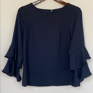 J. Crew Blue Ruffle Sleeve Blouse